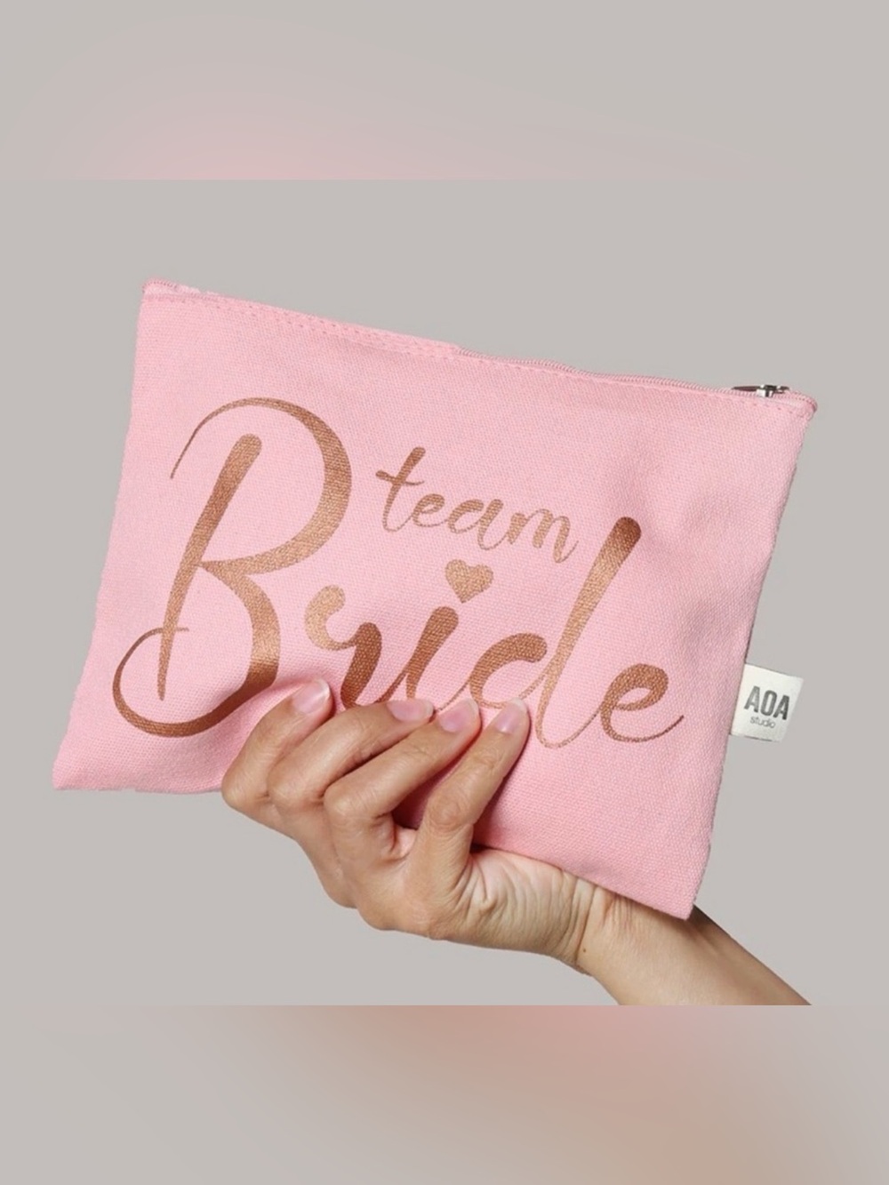 3/$15 Canvas Pouch Pink/Gold Team Bride Design Bridesmaid Gift Wedding